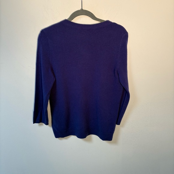Talbots Womens Pure Cashmere Purple 3/4 Sleeve Sweater Medium - Picture 4 of 9